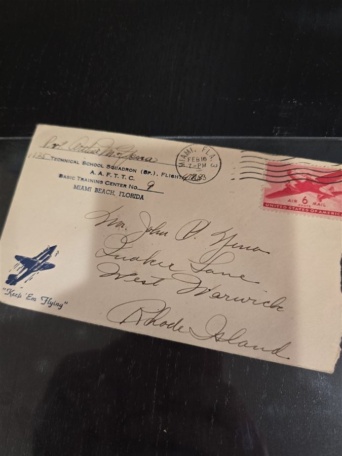 Envelope addressed to his brother Johnny, February 1943.