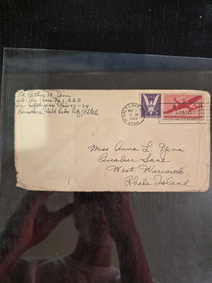 An envelope postmarked Salt Lake City 1943 — holding a letter actually written from Italy in February 1944.