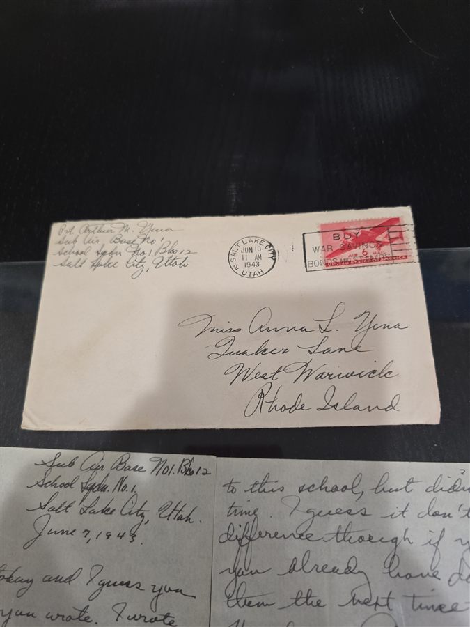 Envelope to Anna, June 7, 1943 — the morning the cryptography course began.