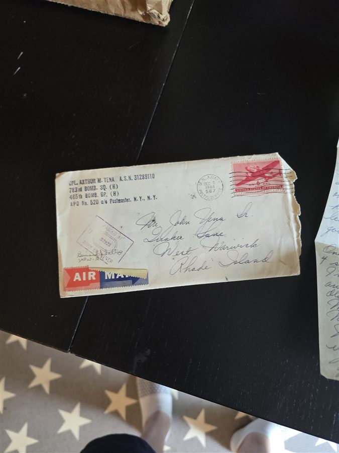 Envelope of the December 4, 1944 letter — his first surviving letter from Italy.