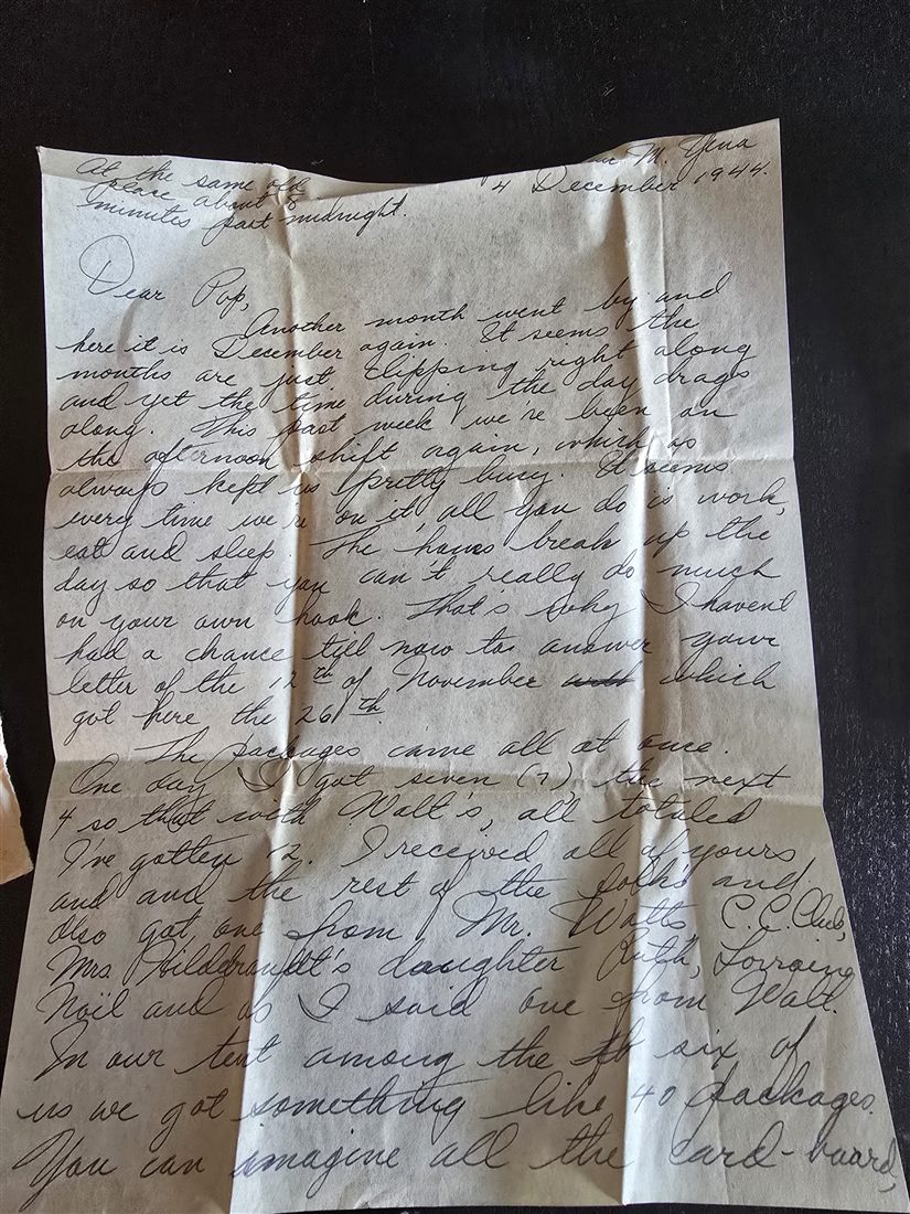 Page one of the December 4, 1944 letter.